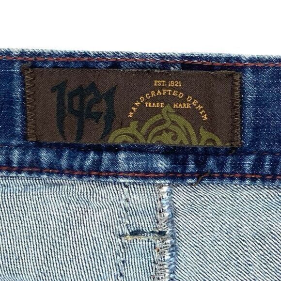 1921 Jeans Mens 38 x 34 Blue Stretch Slash Western Glove Work Slim Cowboy Denim - Picture 13 of 15